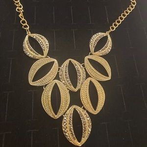 Marquis shaped necklace w/ charcoal colored stones